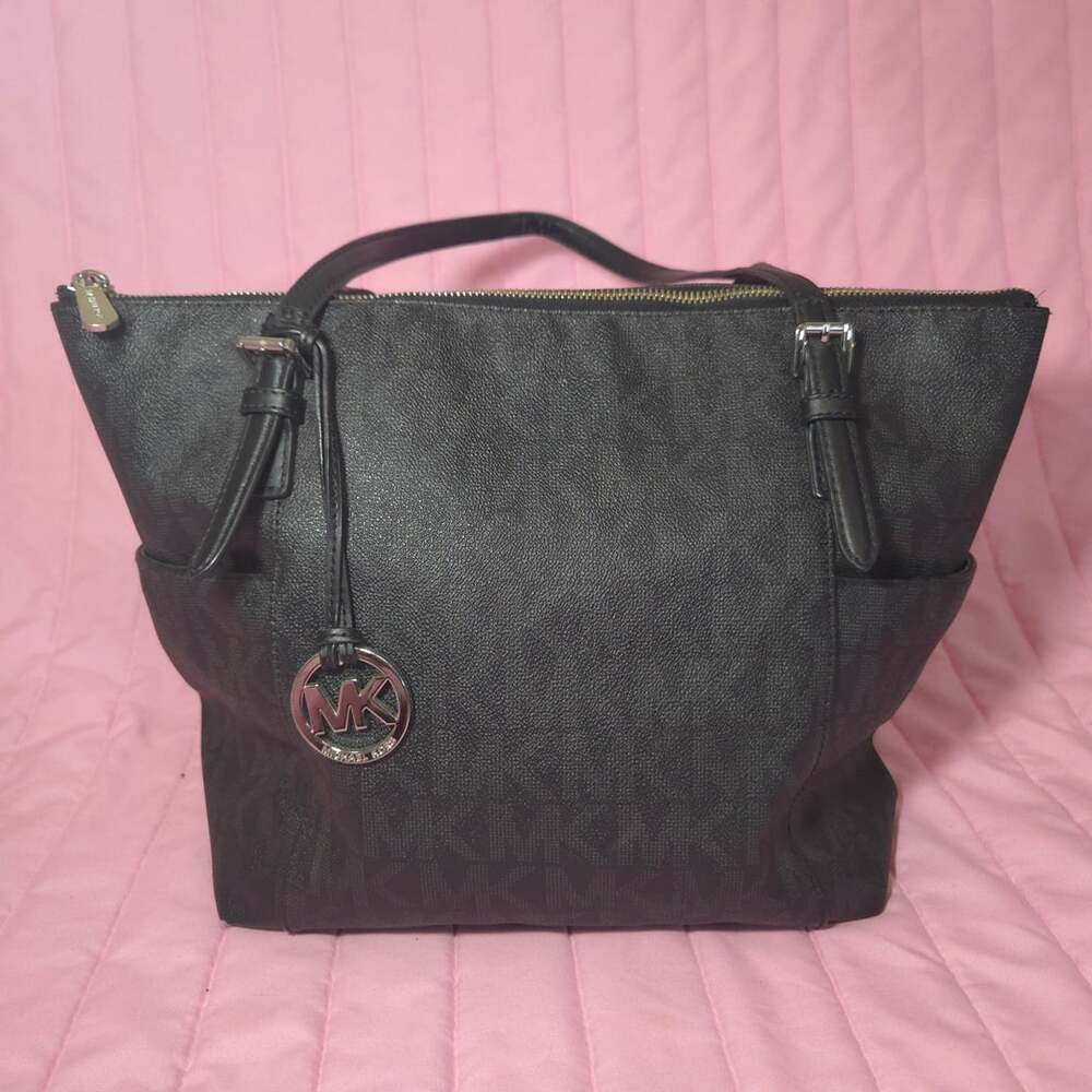 Michael Kors Jet Set Black Signature Tote Handbag